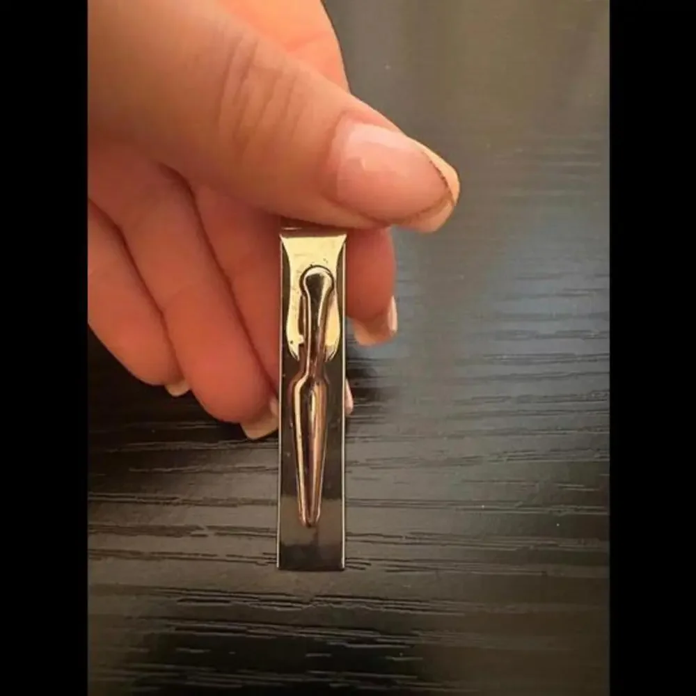 Vintage Silver Tie Clip with Geometric Pattern